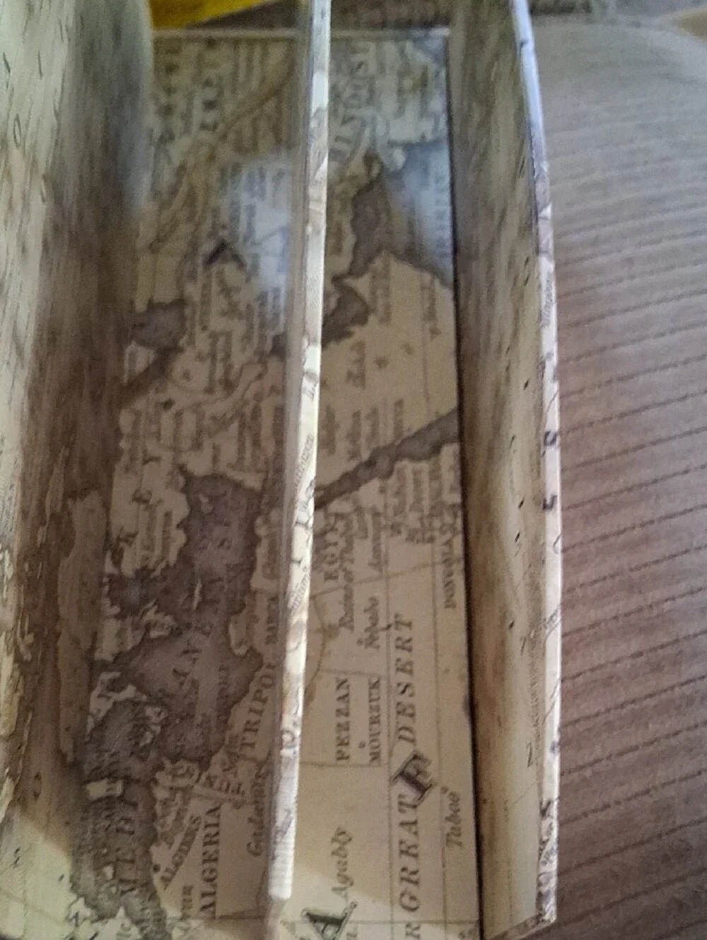 Vintage Travel-Print Wooden Letter Organizer in Beige